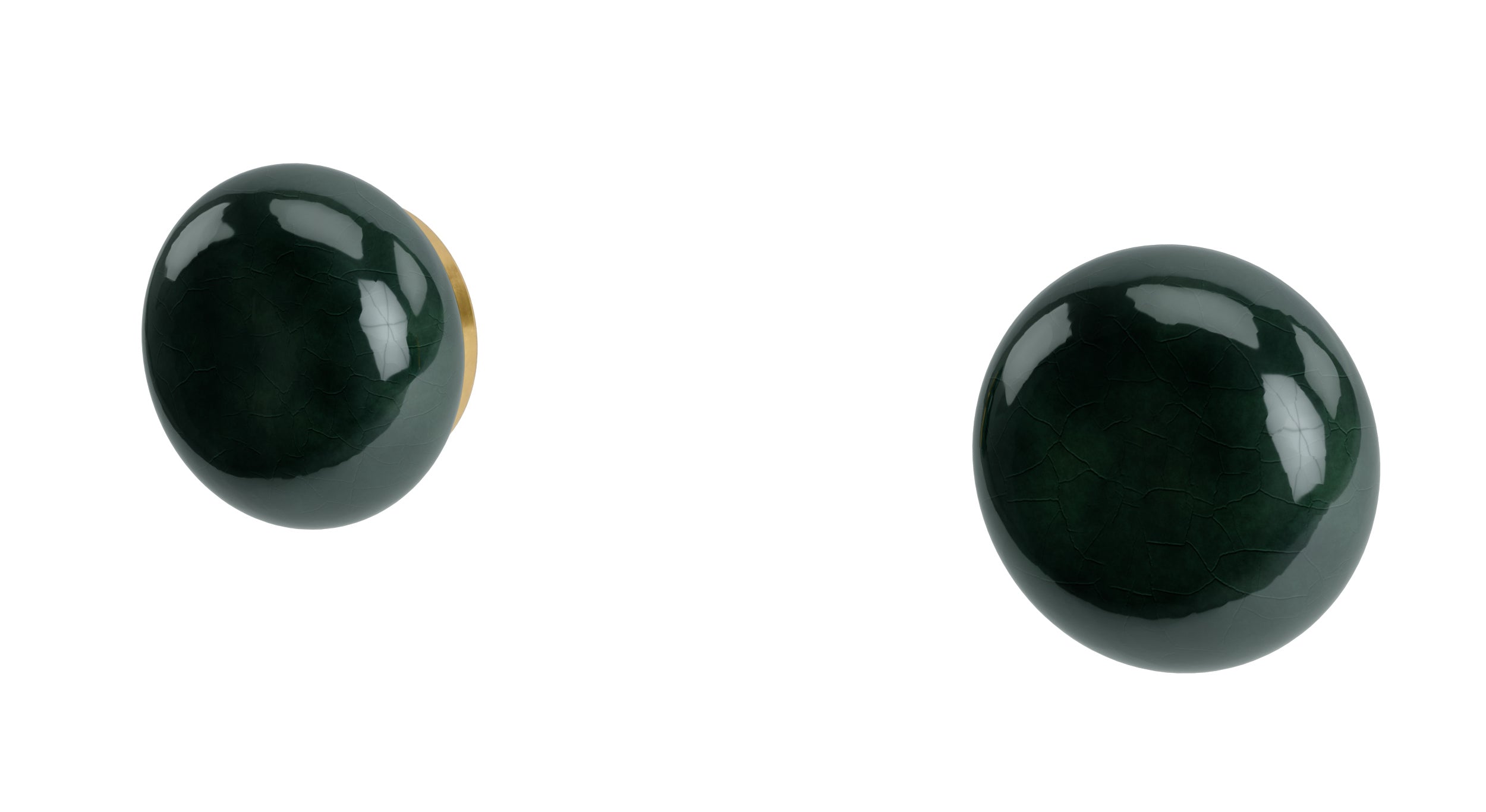 Foundry Two Handle Wall Mount Bath Trim with Pebble Ceramic Knob Handles in French Brass