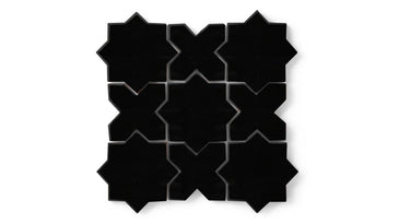 Mini Star & Cross Original Ceramic Tile in Raven Gloss