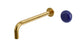 Foundry One Handle Wall Mount 10" Lavatory Faucet with Pebble Ceramic Knob Handle in French Brass