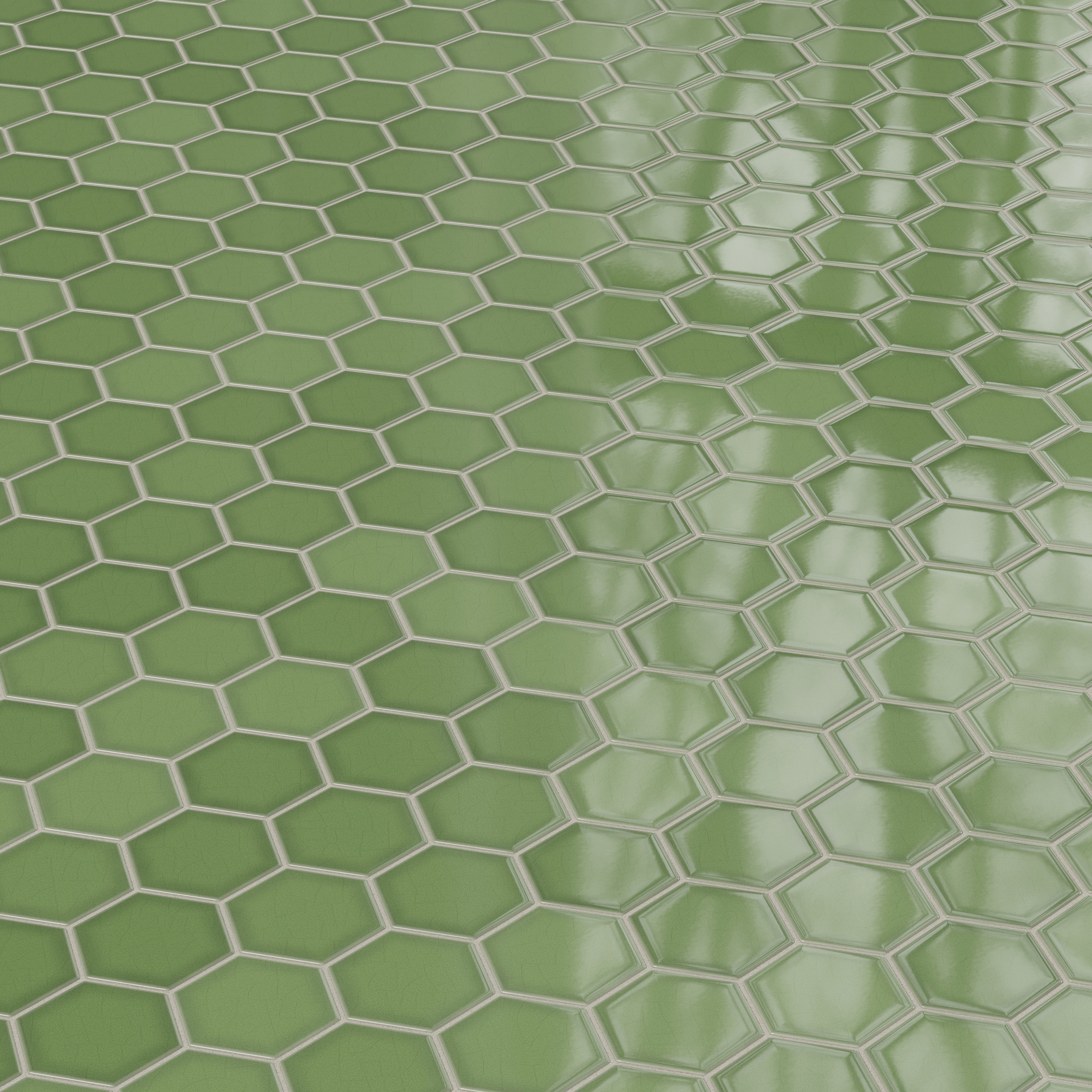 4" Hexagon Original Ceramic Tile in Kelp Gloss