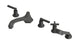 Emerson Three Handle Deck Mount Low Hexagon Bath Trim with Hand Shower and Classic Cross/Classic Lever Handles in Blackened Nickel