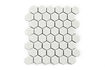 2" Hexagon Sheeted Original Ceramic Mosaic Tile in Limewash Matte