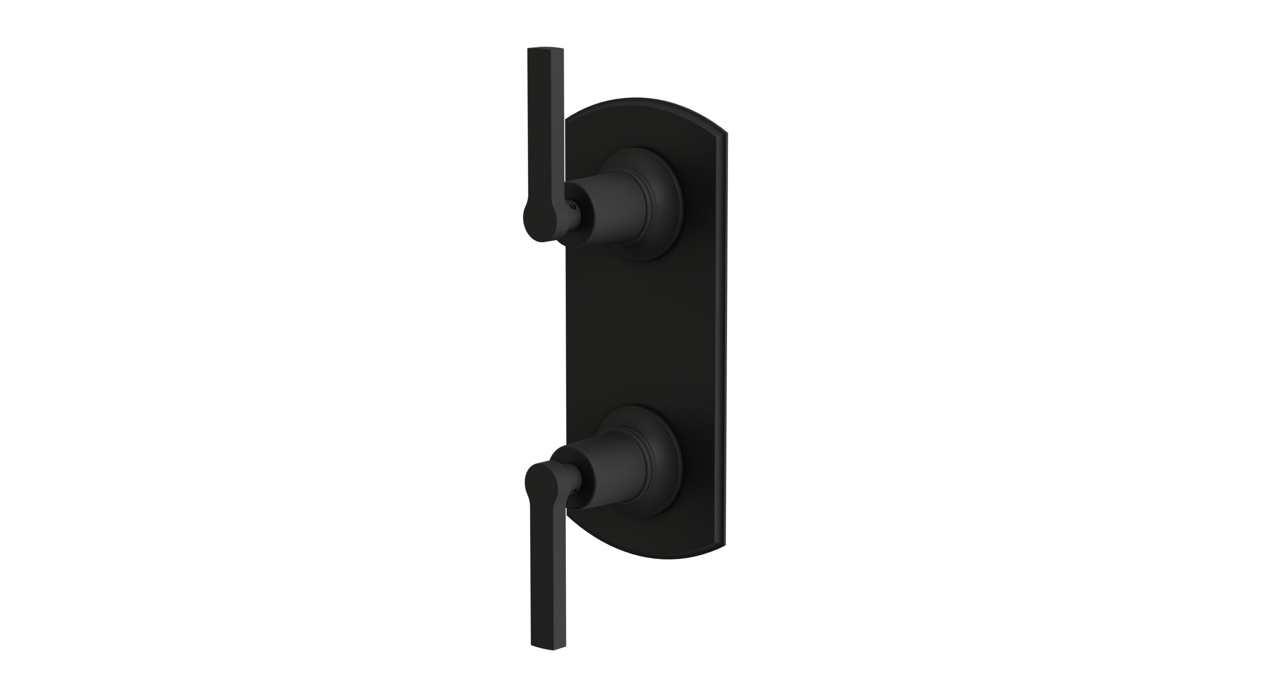 Emerson Two Handle Wall Mount Shower Trim with Classic Lever Handles in Matte Black