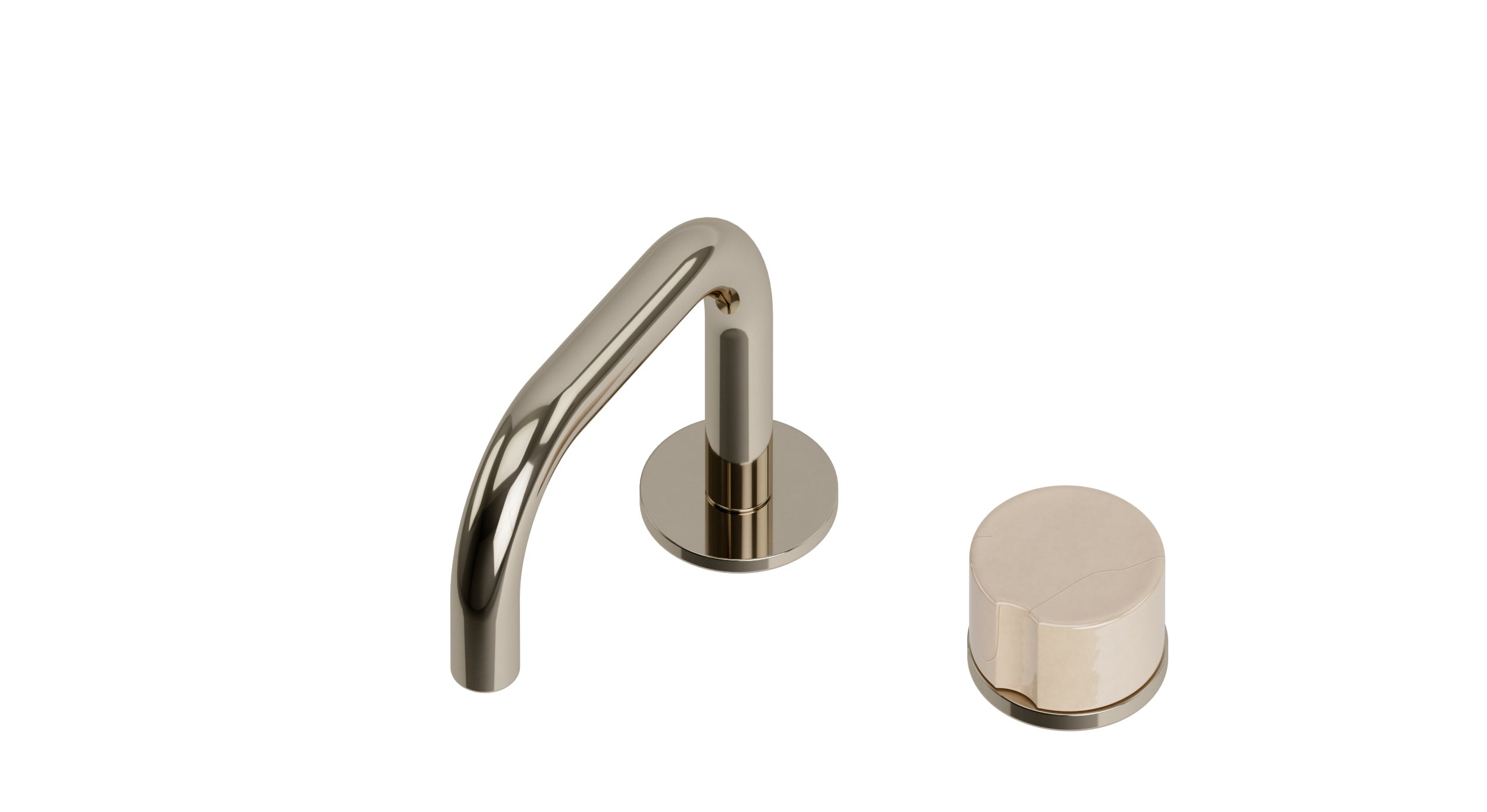 Foundry One Handle Deck Mount Squaretop Lavatory Faucet with Groove Ceramic Knob Handle in Polished Nickel
