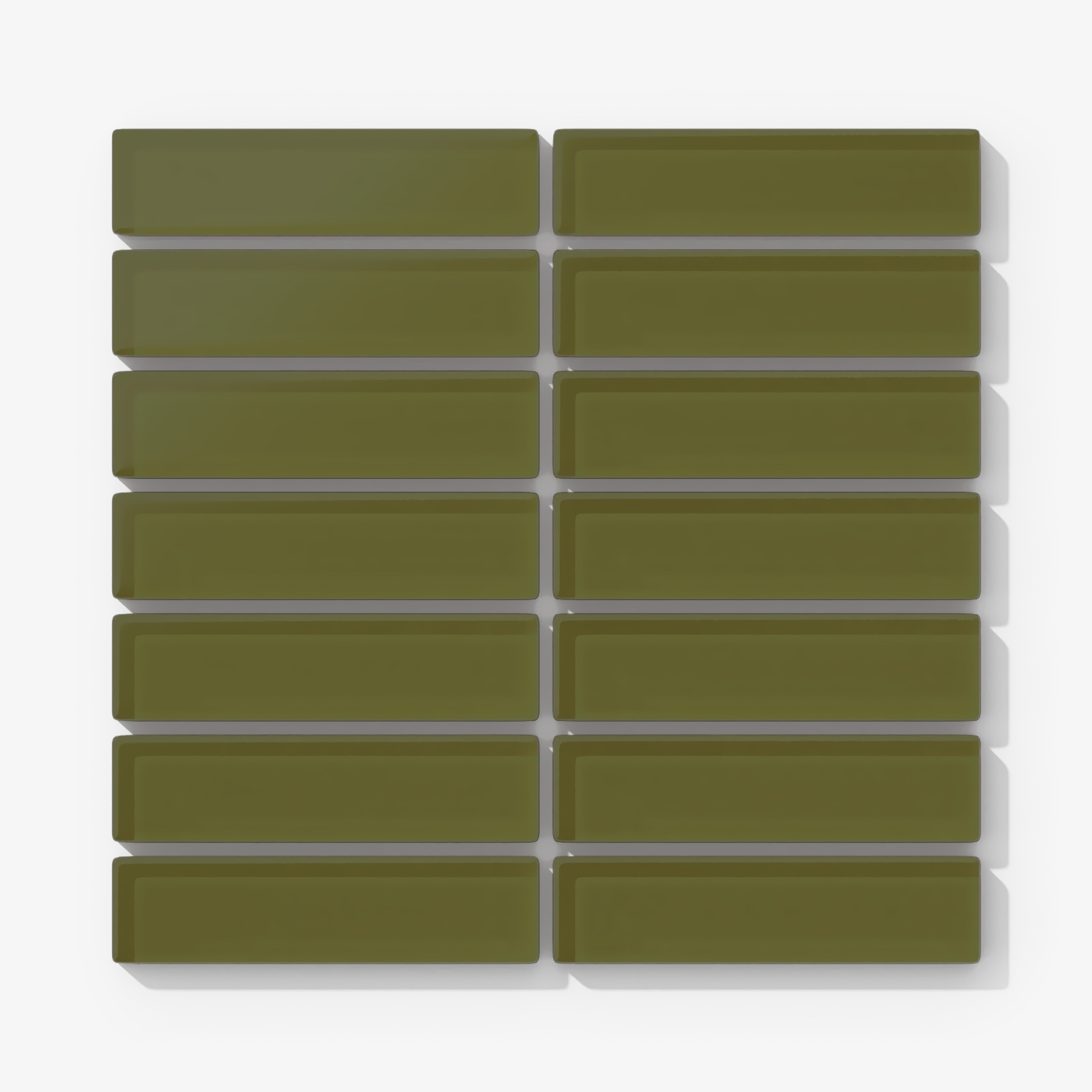 1x4 Straight Set Sheeted Glass Mosaic Tile in Cormorant Matte