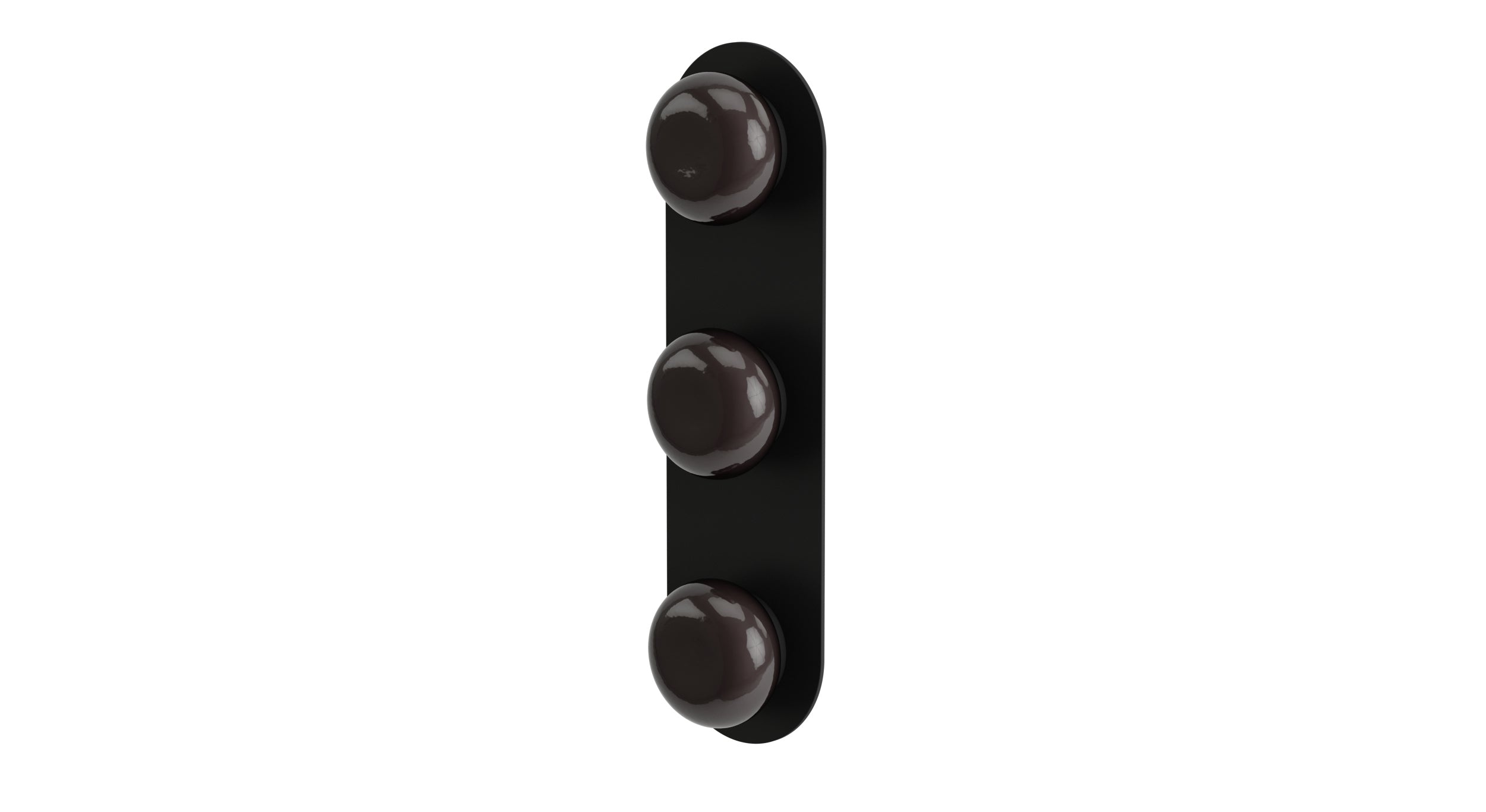 Foundry Three Handle Wall Mount Shower Trim with Pebble Ceramic Knob Handles in Matte Black