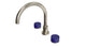 Foundry Two Handle Deck Mount Gooseneck Bath Trim with Groove Ceramic Knob Handles in French Nickel