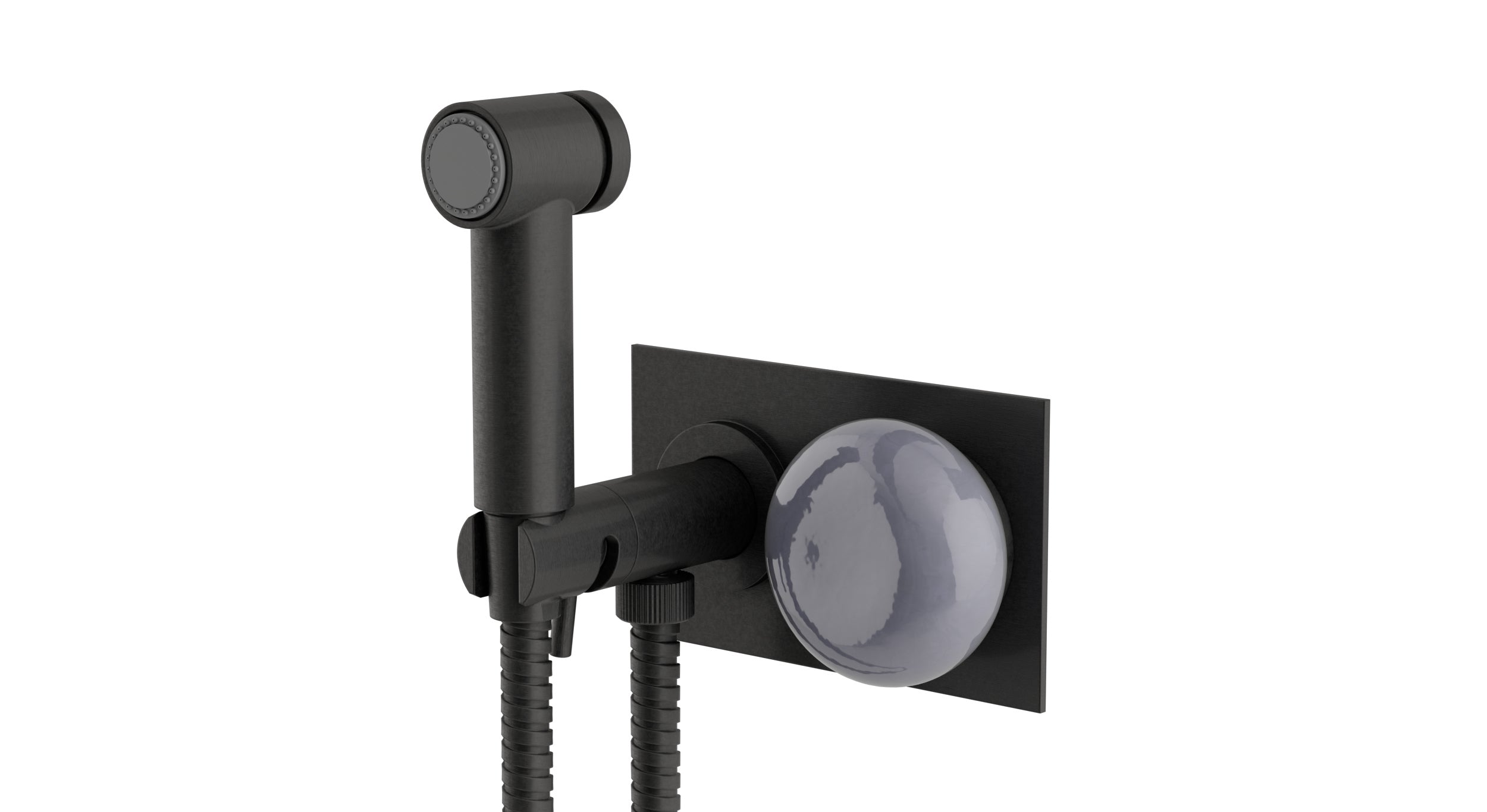Foundry One Handle Wall Mount Bidet Trim with Pebble Ceramic Knob Handle in Blackened Nickel