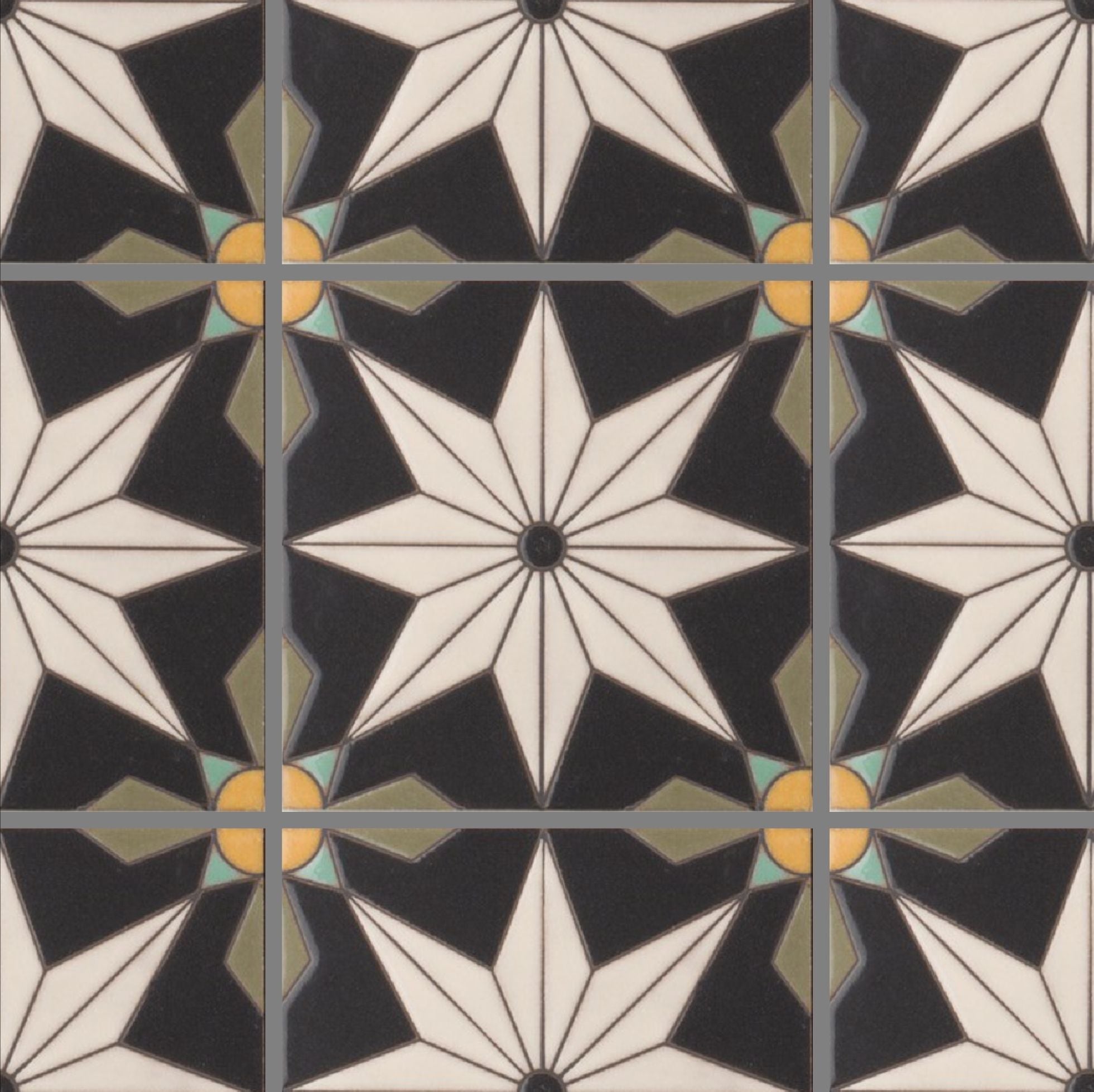 6x6 Handpainted Tile Vitoria in Neutral Motif