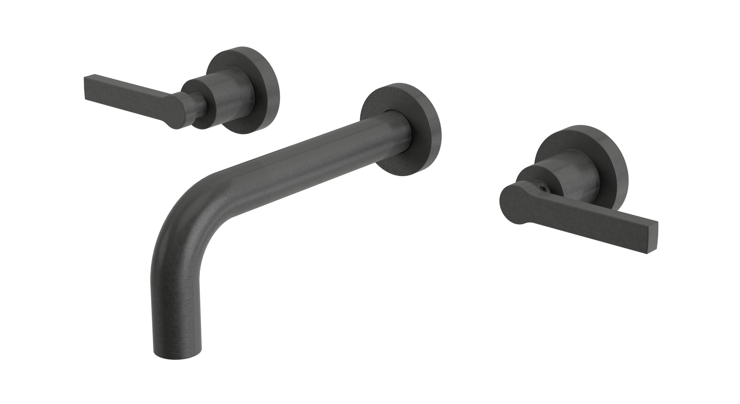 Flatiron Two Handle Wall Mount 7.5" Lavatory Faucet with Linear Lever Handles in Blackened Nickel