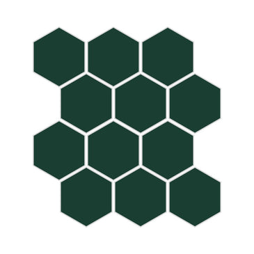 3" Hexagon Sheeted Original Ceramic Mosaic Tile in Evergreen Matte