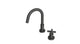 Flatiron One Handle Deck Mount Short Gooseneck Lavatory Faucet with Linear Cross Handle in Blackened Nickel