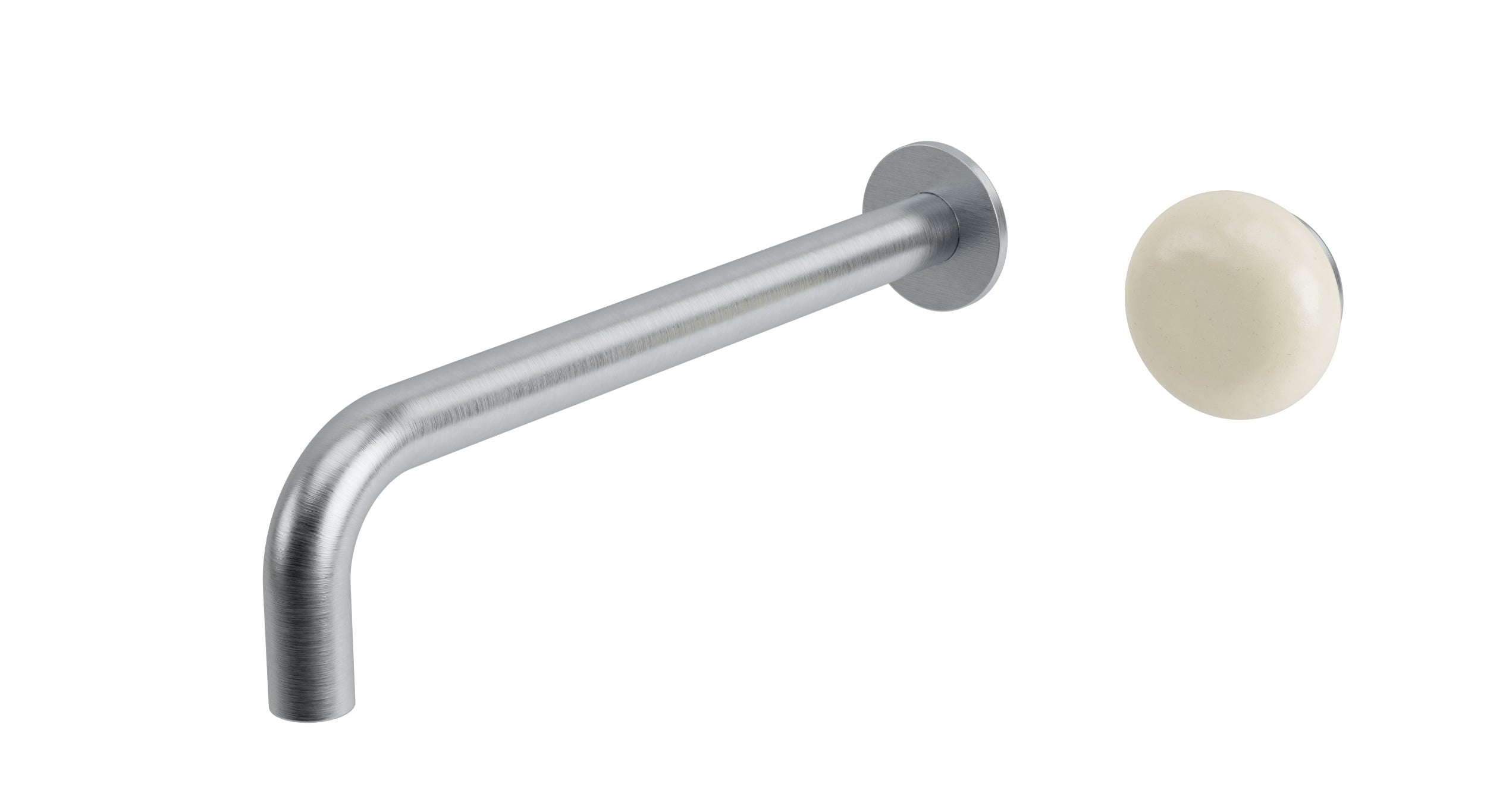 Foundry One Handle Wall Mount 10" Lavatory Faucet with Pebble Ceramic Knob Handle in Satin Chrome
