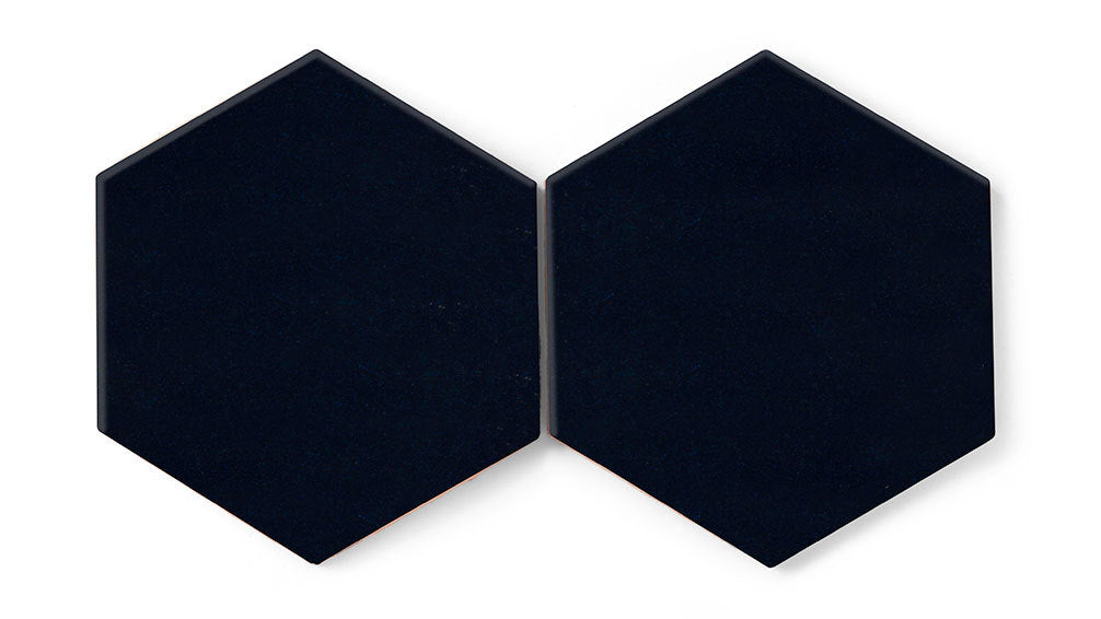 8" Hexagon Original Ceramic Tile in Navy Blue Gloss