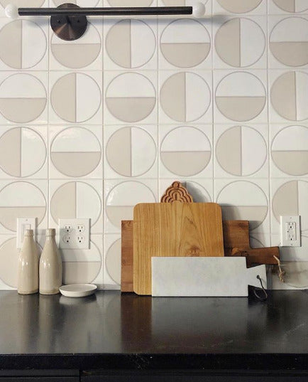 8x8 Handpainted Tile Harvest in White Motif