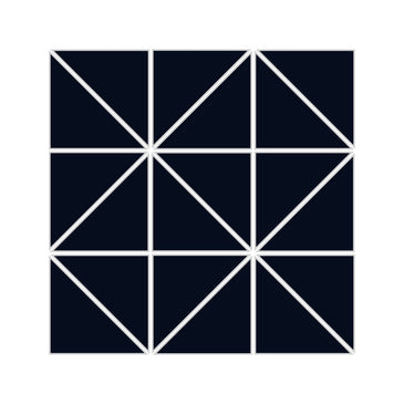 3" Triangle Sheeted - Quadrant Original Ceramic Mosaic Tile in Navy Blue Matte