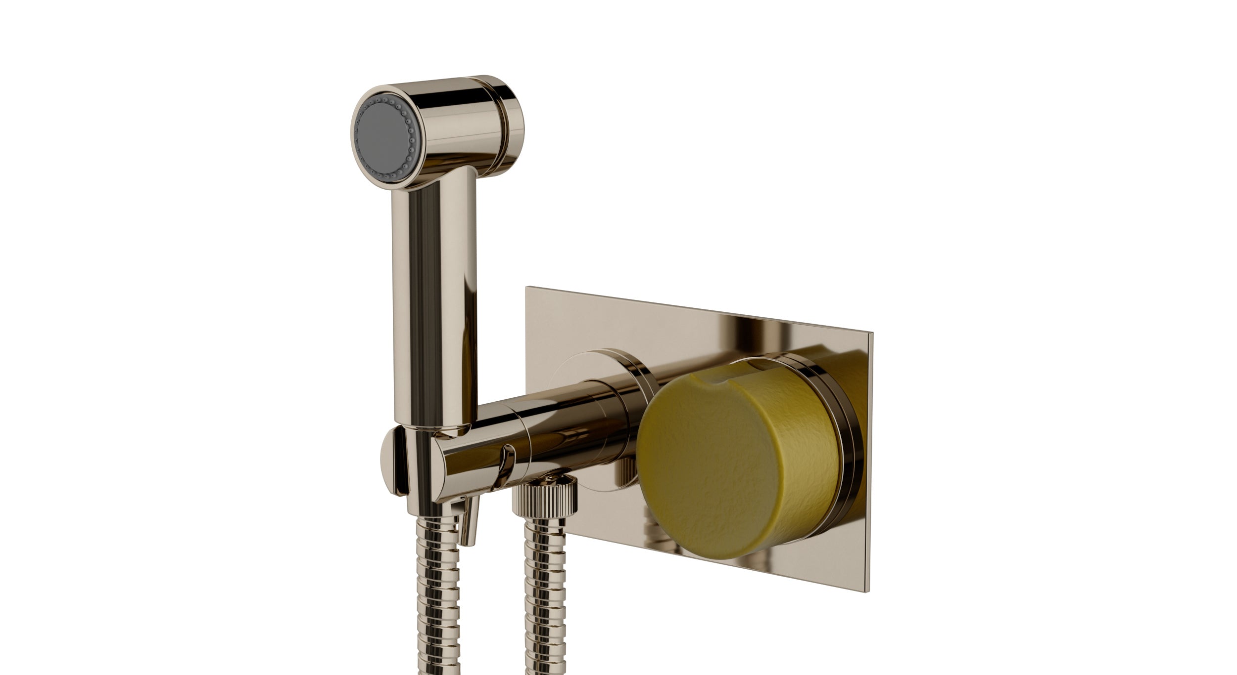 Foundry One Handle Wall Mount Bidet Trim with Groove Ceramic Knob Handle in Polished Nickel