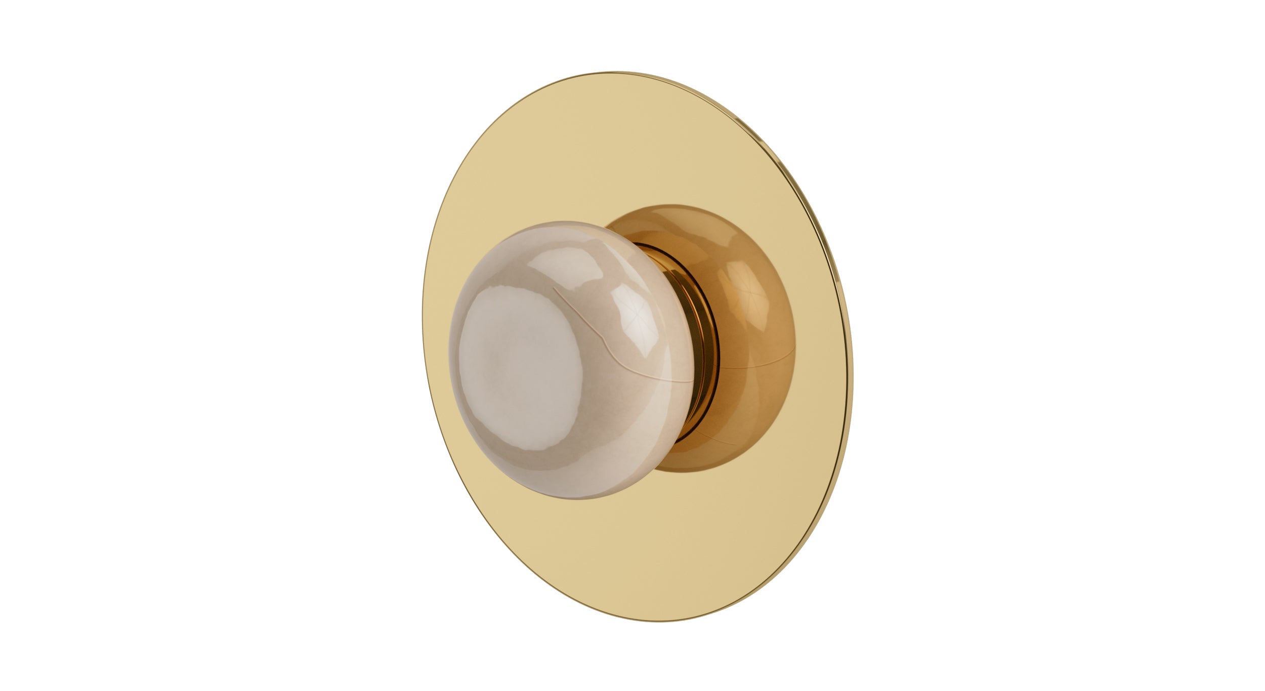 Foundry One Handle Wall Mount Shower Trim with Pebble Ceramic Knob Handle in Polished Brass