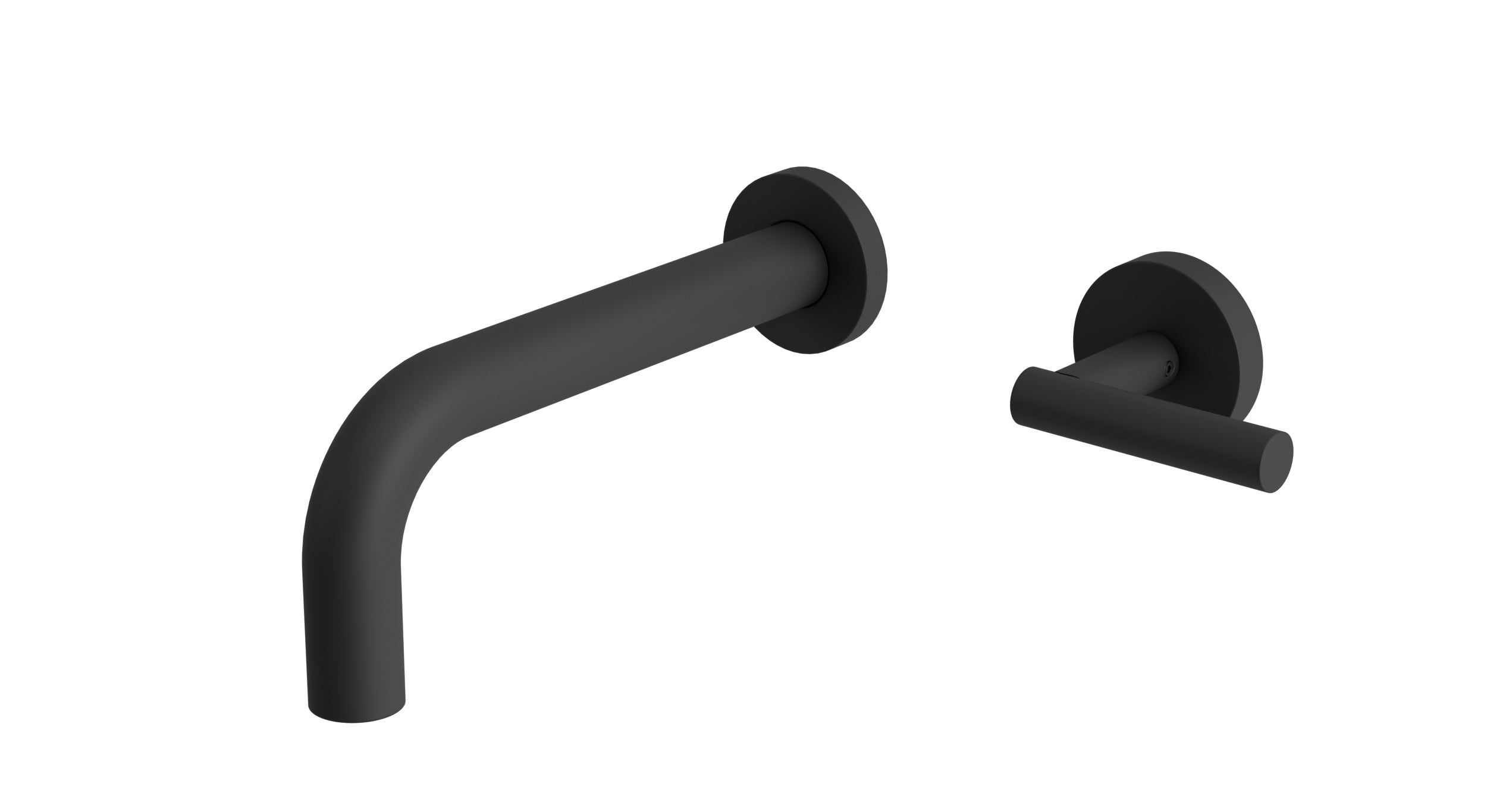 Contour One Handle Wall Mount 7.5" Lavatory Faucet with Soft Lever Handle in Matte Black