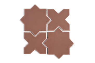 Star & Cross Original Ceramic Tile in Mauve Gloss
