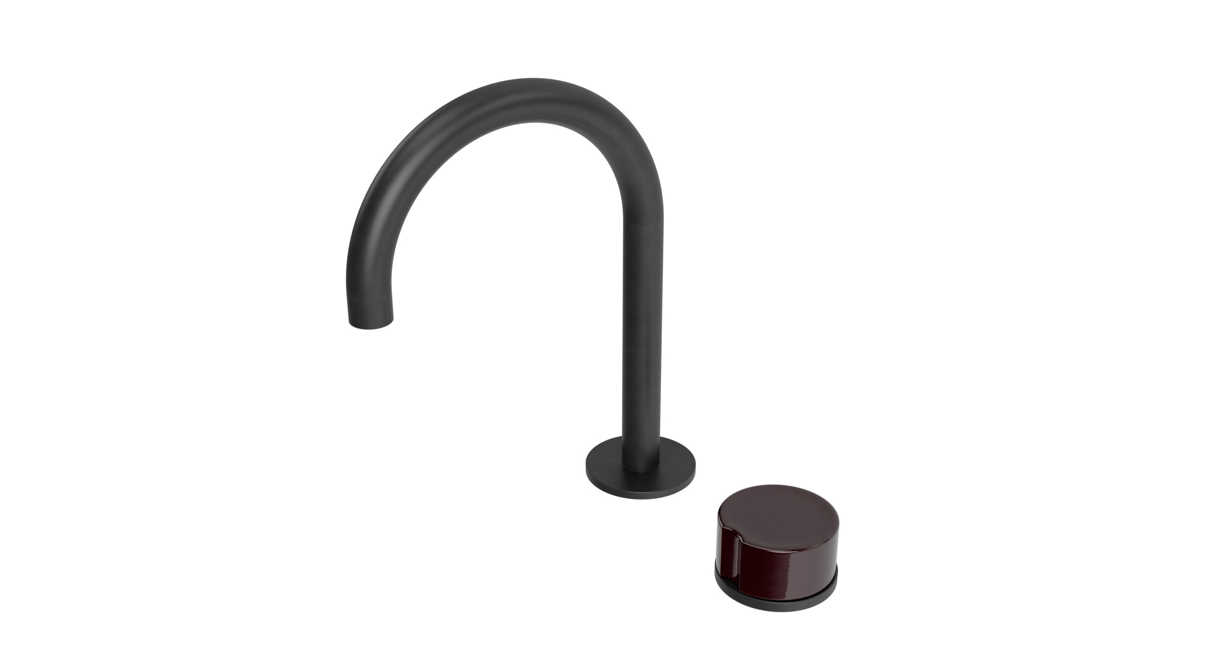 Foundry One Handle Deck Mount Gooseneck Lavatory Faucet with Groove Ceramic Knob Handle in Oil Rubbed Bronze