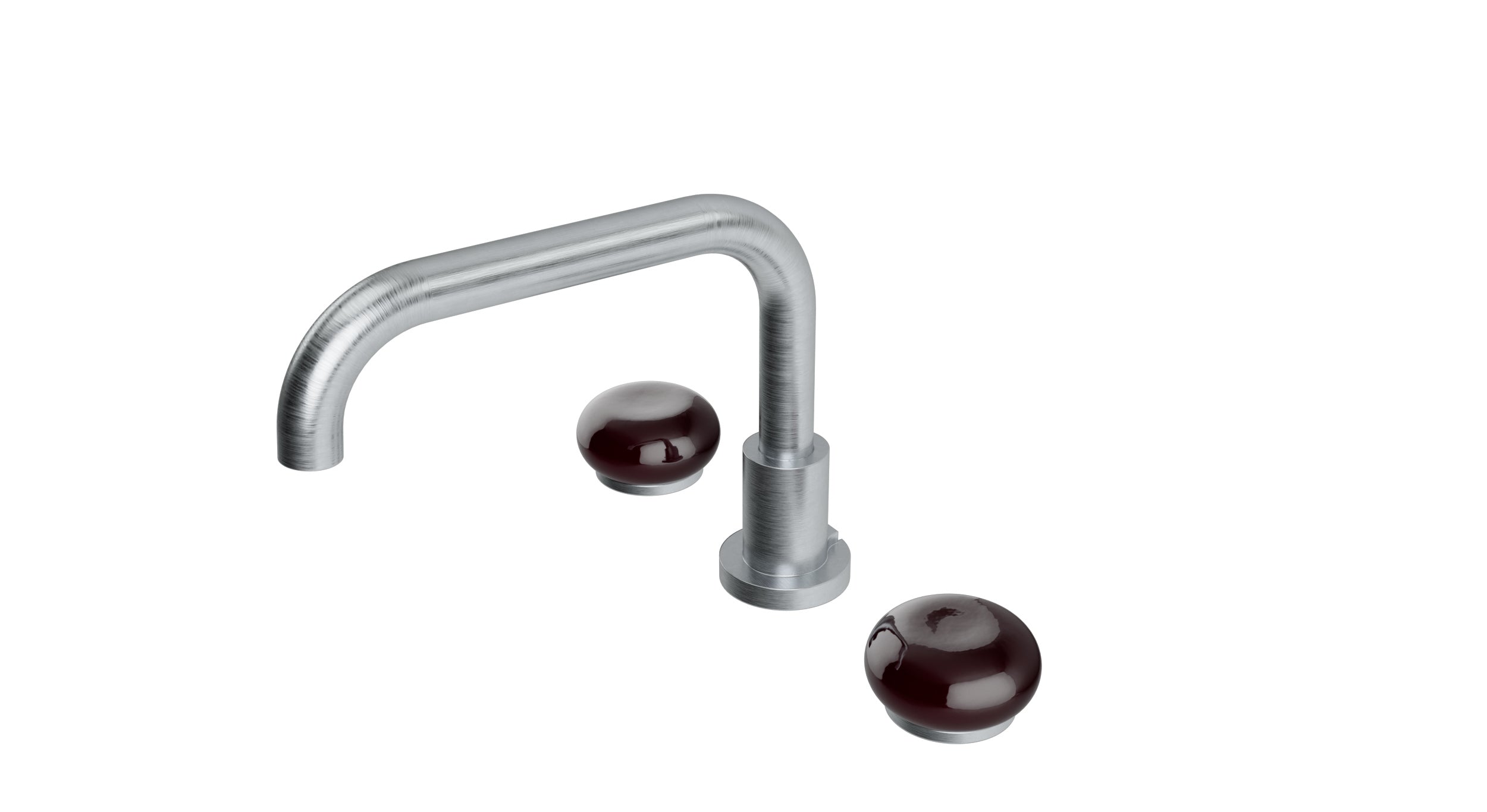 Foundry Two Handle Deck Mount Squaretop Bath Trim with Pebble Ceramic Knob Handles in Satin Chrome