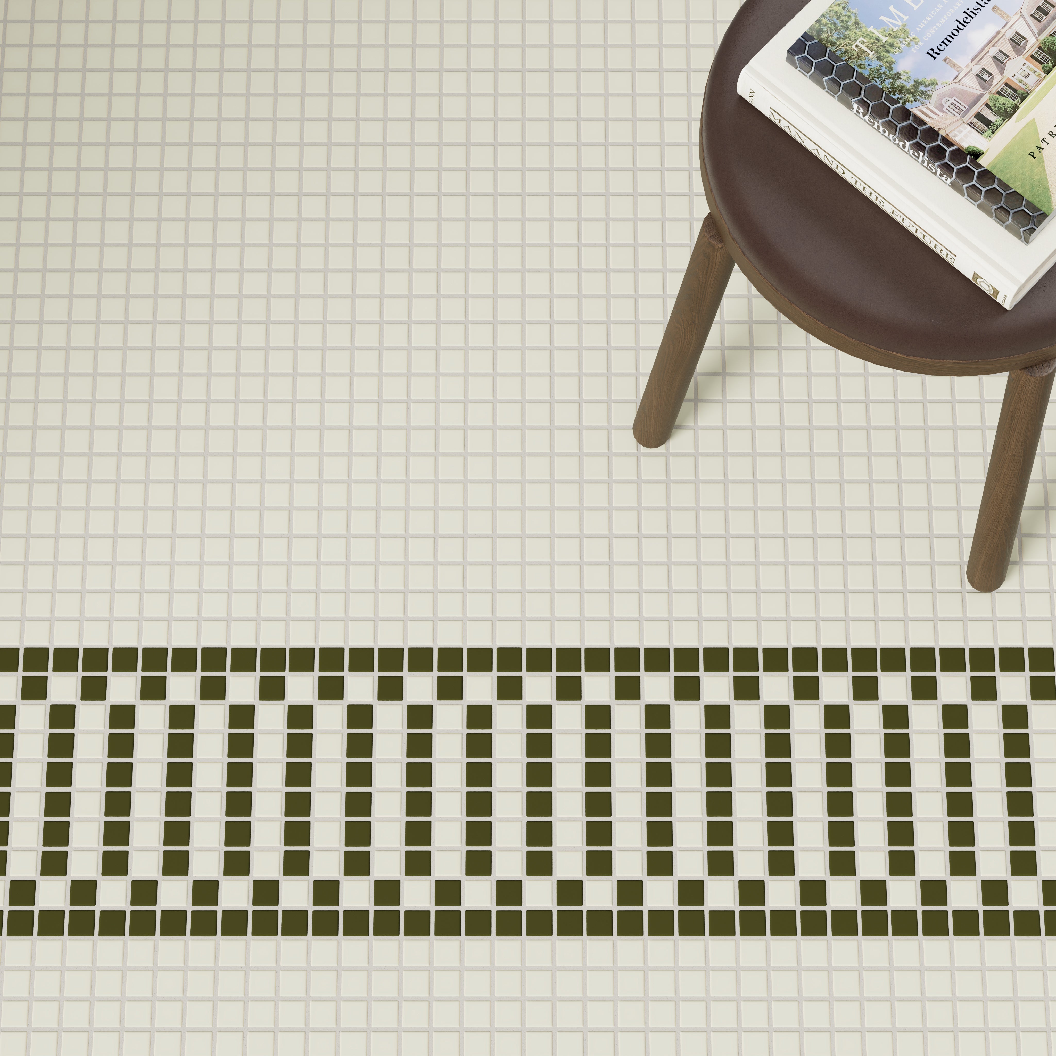 1x1 Ribbon Border Sheeted Original Ceramic Tile in Celadon Matte