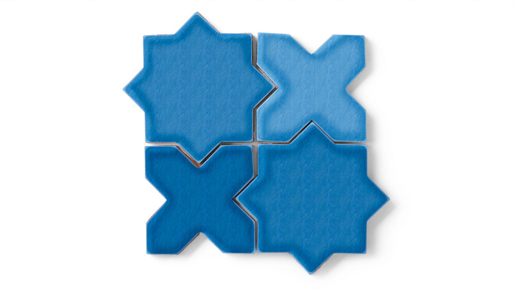 Star & Cross Original Ceramic Tile in Aegean Sea Gloss