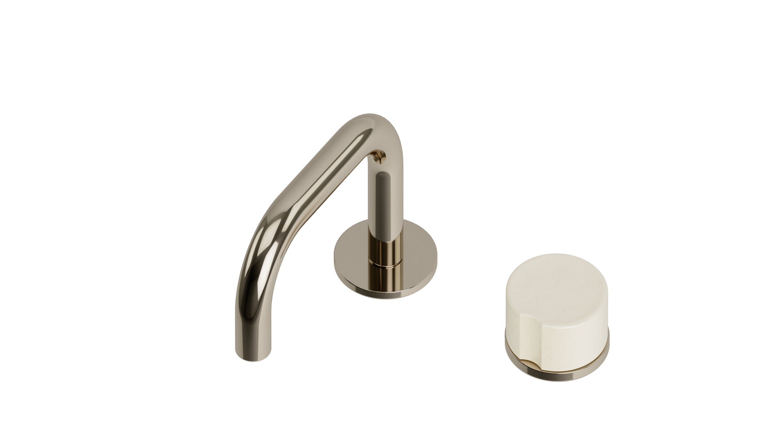 Foundry One Handle Deck Mount Squaretop Lavatory Faucet with Groove Ceramic Knob Handle in Polished Nickel