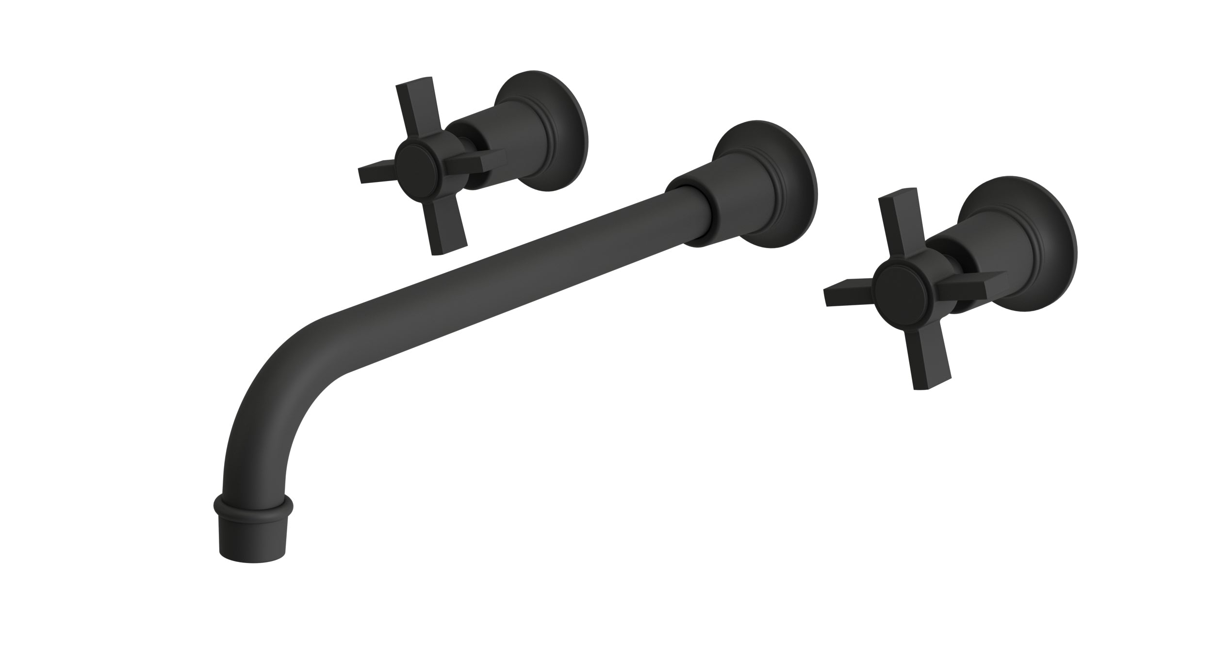 Emerson Two Handle Wall Mount 12" Lavatory Faucet with Defined Cross Handles in Matte Black