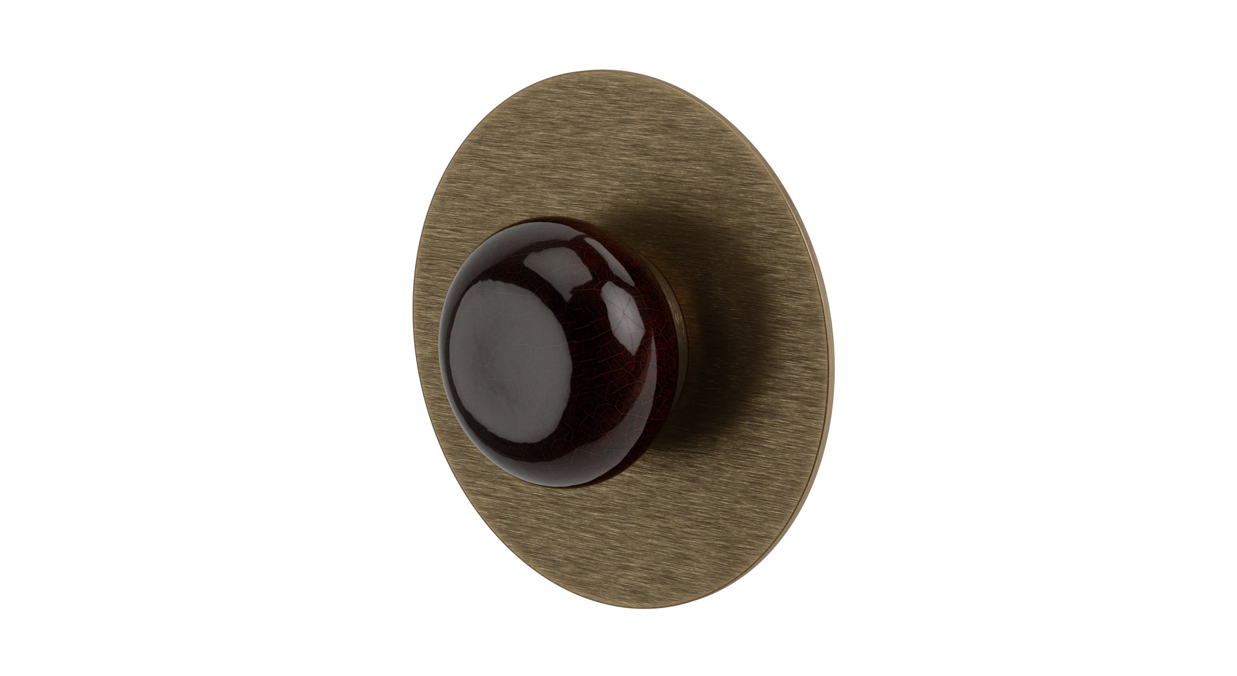 Foundry One Handle Wall Mount Shower Trim with Pebble Ceramic Knob Handle in Antique Brass