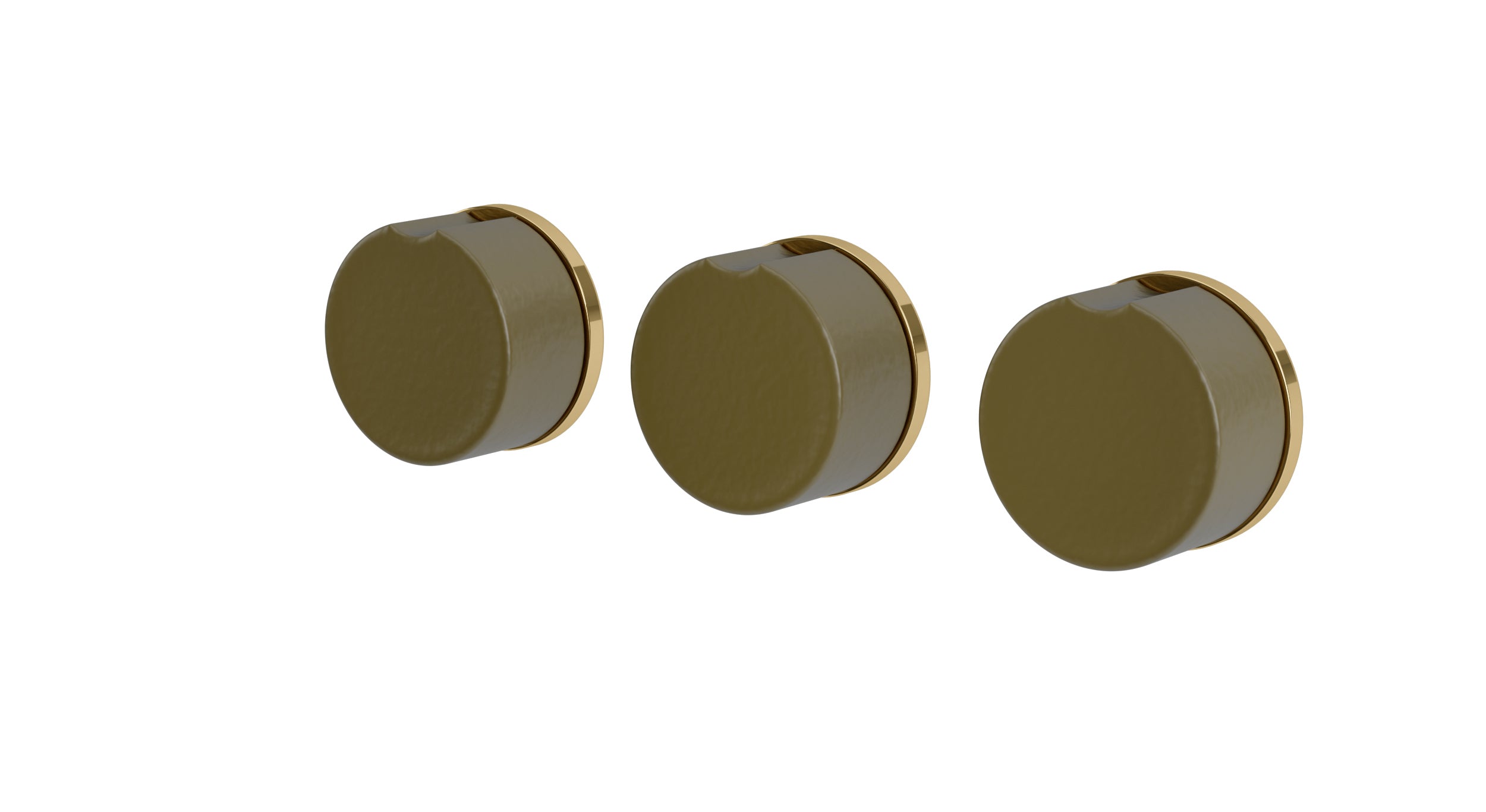 Foundry Three Handle Wall Mount Bath Trim with Diverter/Volume Control and Groove Ceramic Knob Handles in Polished Brass