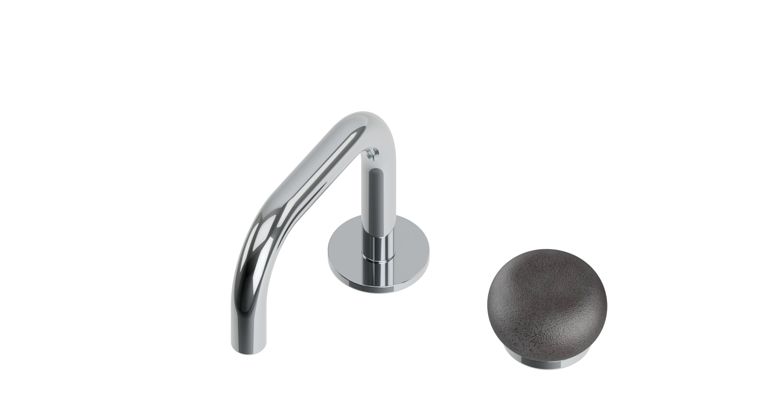 Foundry One Handle Deck Mount Squaretop Lavatory Faucet with Pebble Ceramic Knob Handle in Polished Chrome