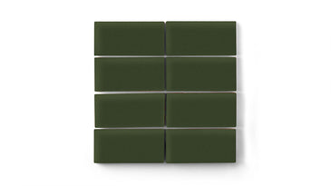 2x4 Straight Set Sheeted Original Ceramic Mosaic Tile in Hunter Green Matte