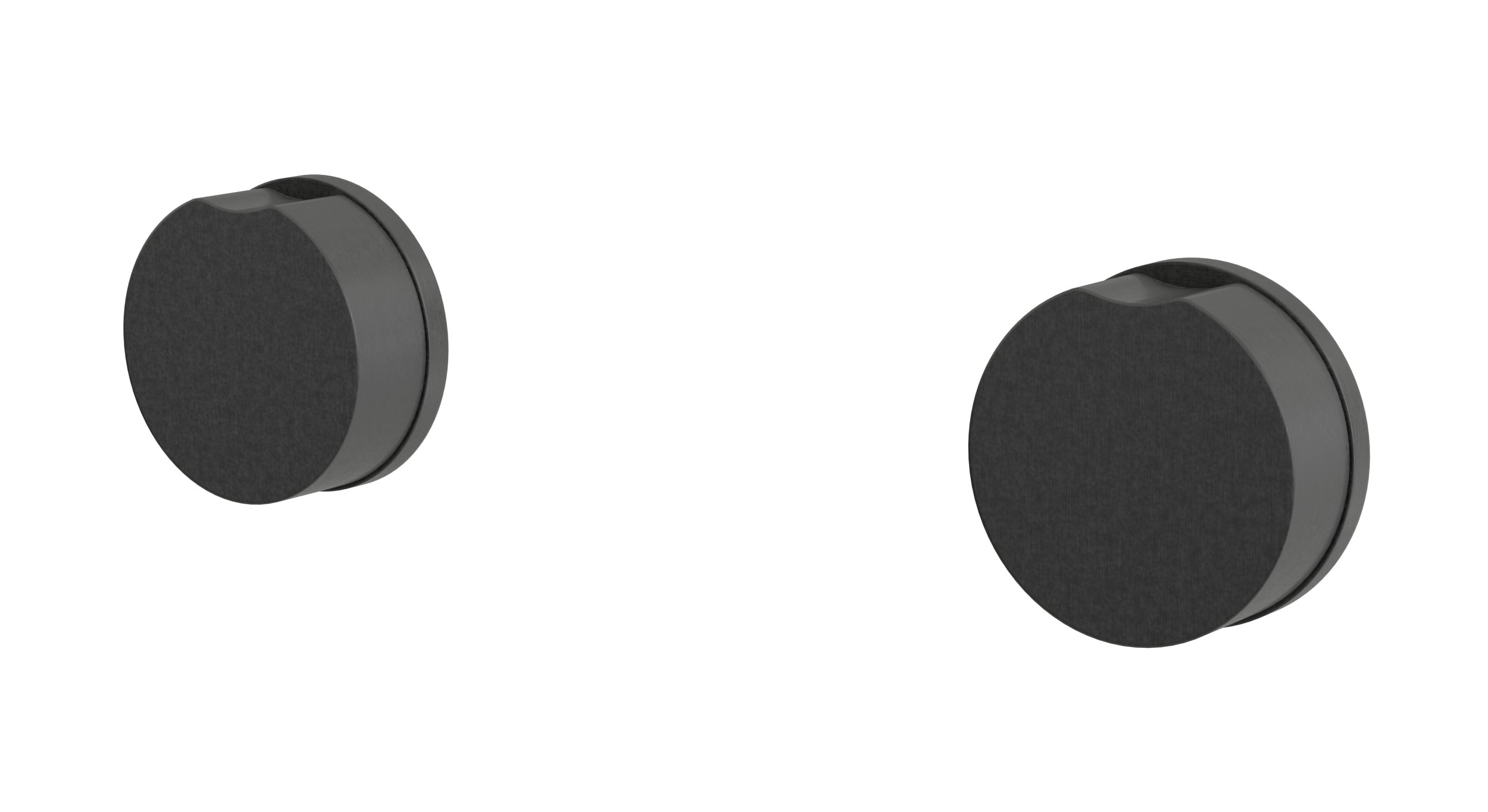 Foundry Two Handle Wall Mount Bath Trim with Barrel Knob Handles in Blackened Nickel