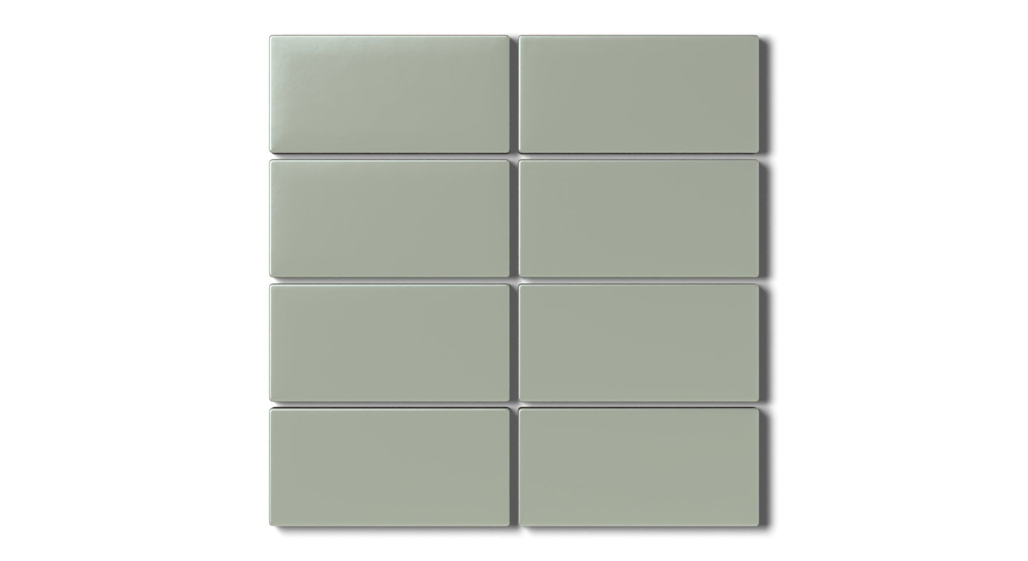 2x4 Straight Set Sheeted Natural Press Ceramic Mosaic Tile in Terre Verte Matte