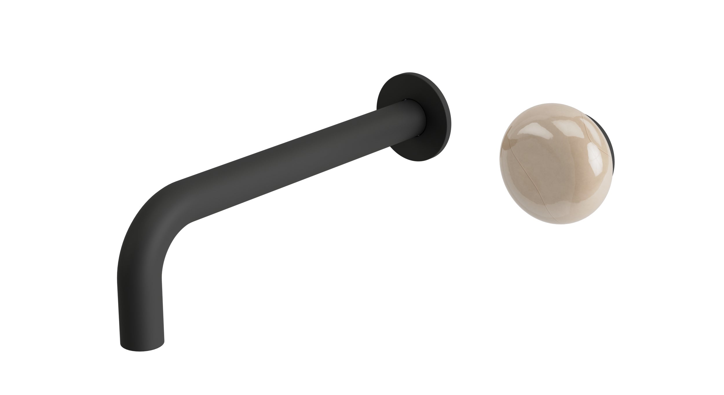 Foundry One Handle Wall Mount 7.5" Lavatory Faucet with Pebble Ceramic Knob Handle in Matte Black