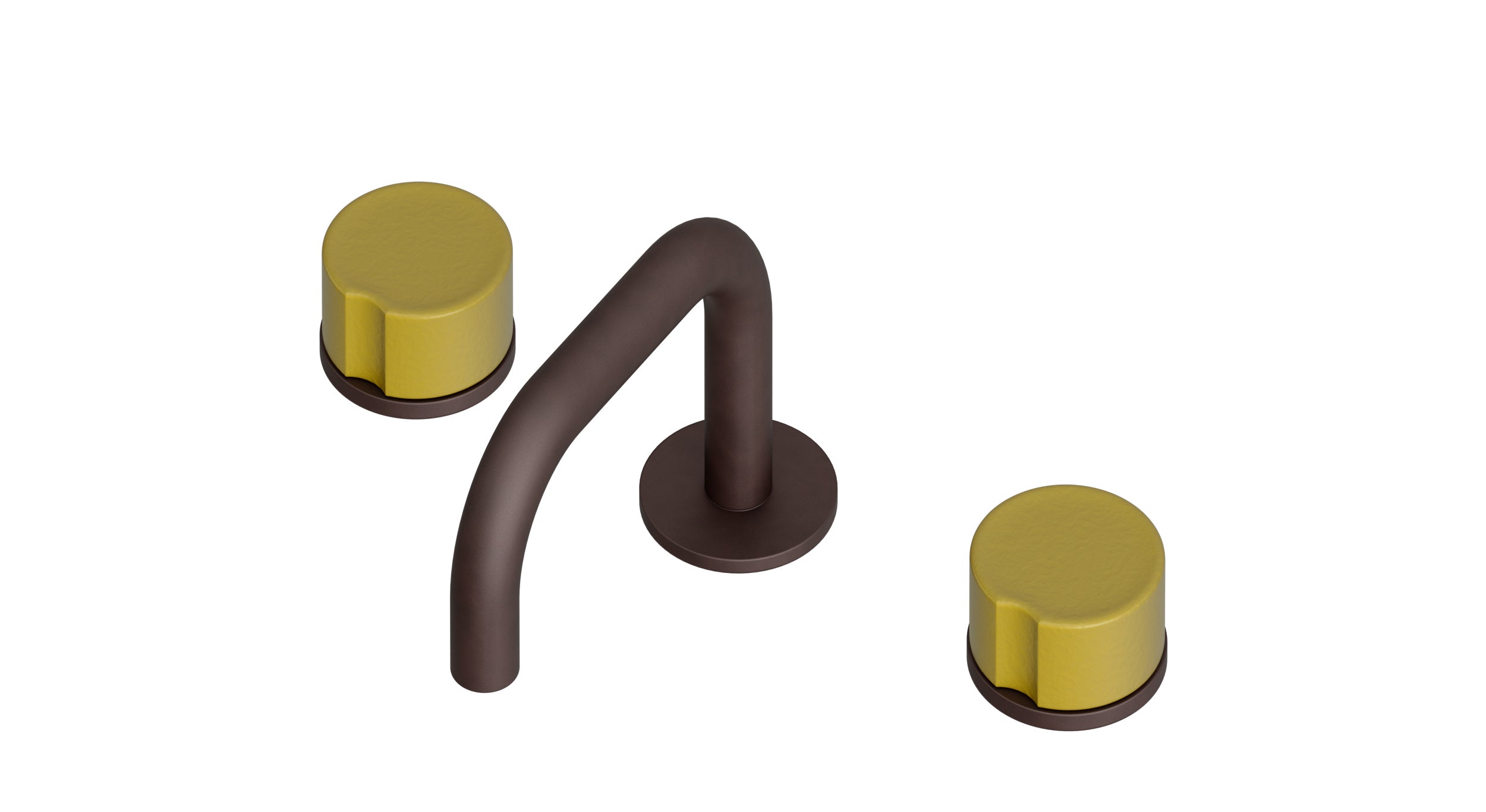 Foundry Two Handle Deck Mount Squaretop Lavatory Faucet with Groove Ceramic Knob Handles in Architectural Copper
