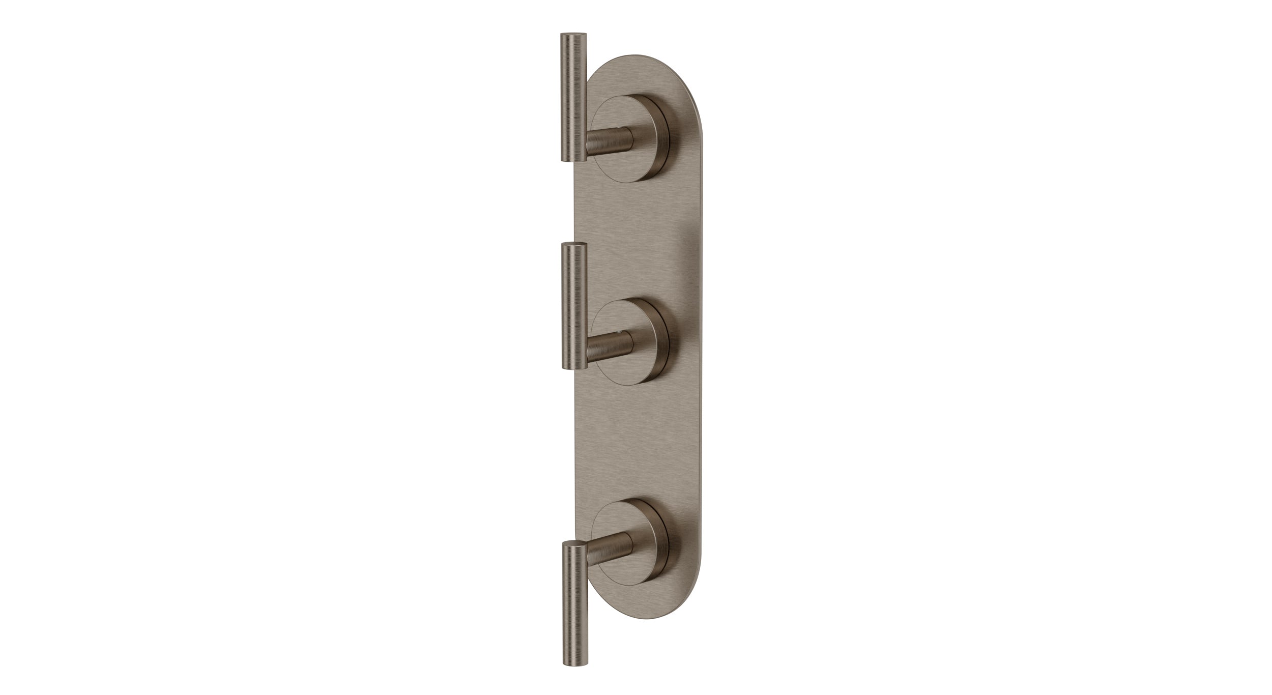 Contour Three Handle Wall Mount Shower Trim with Soft Lever Handles in Antique Nickel