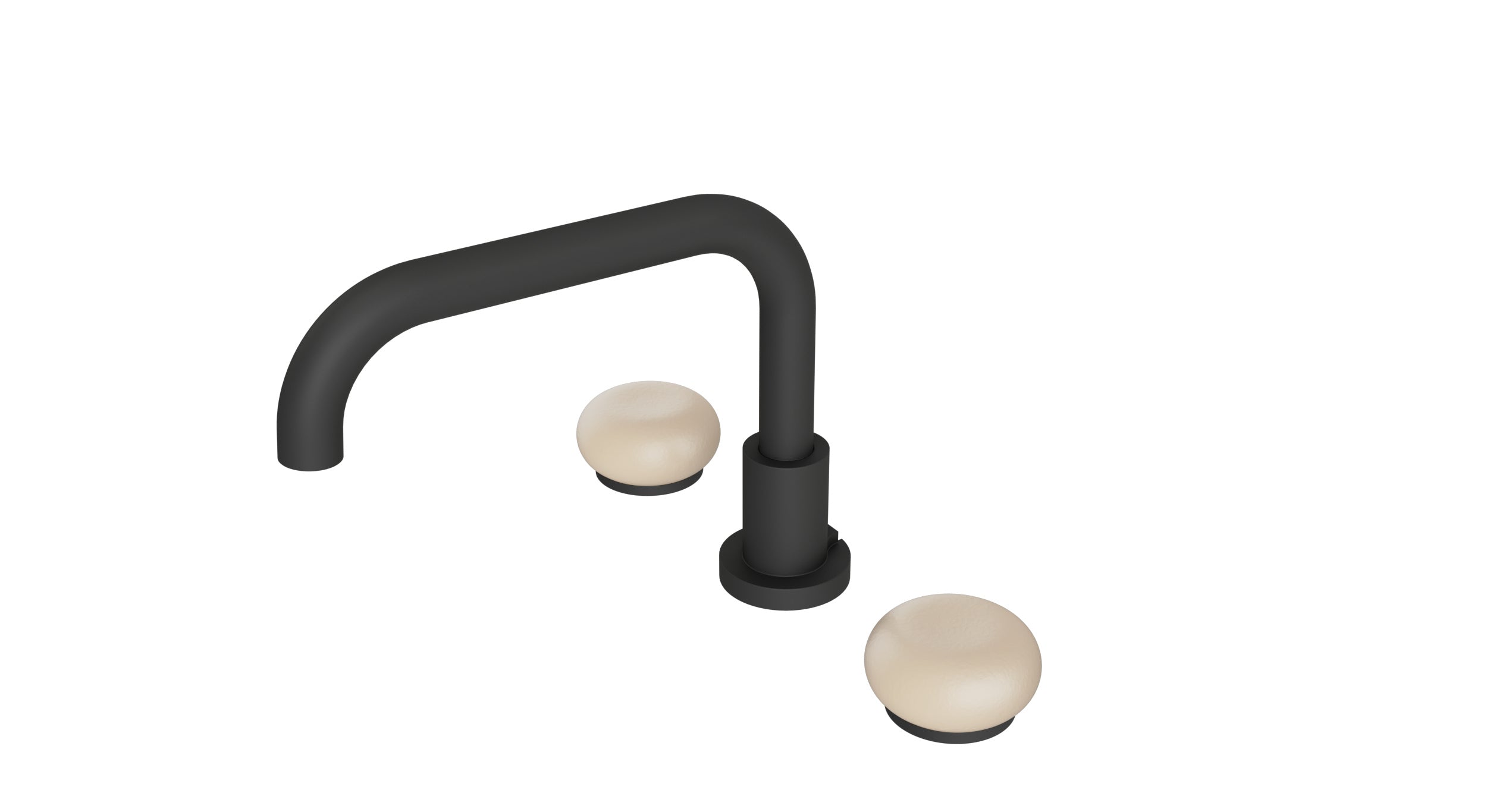 Foundry Two Handle Deck Mount Squaretop Bath Trim with Pebble Ceramic Knob Handles in Matte Black