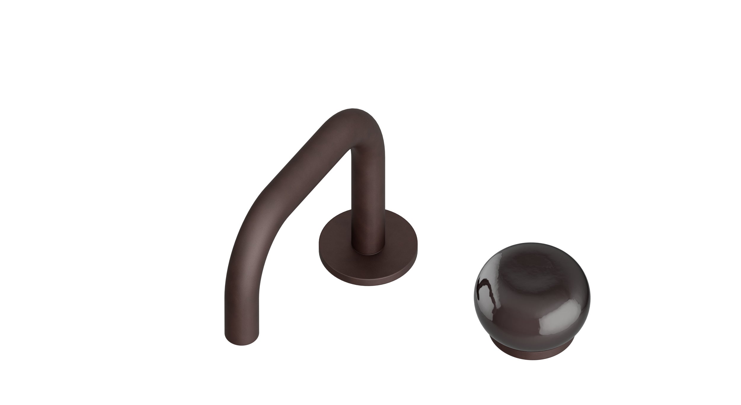 Foundry One Handle Deck Mount Squaretop Lavatory Faucet with Pebble Ceramic Knob Handle in Architectural Copper