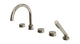 Foundry Three Handle Deck Mount Gooseneck Bath Trim with Hand Shower and Circle Knob Handles in French Nickel