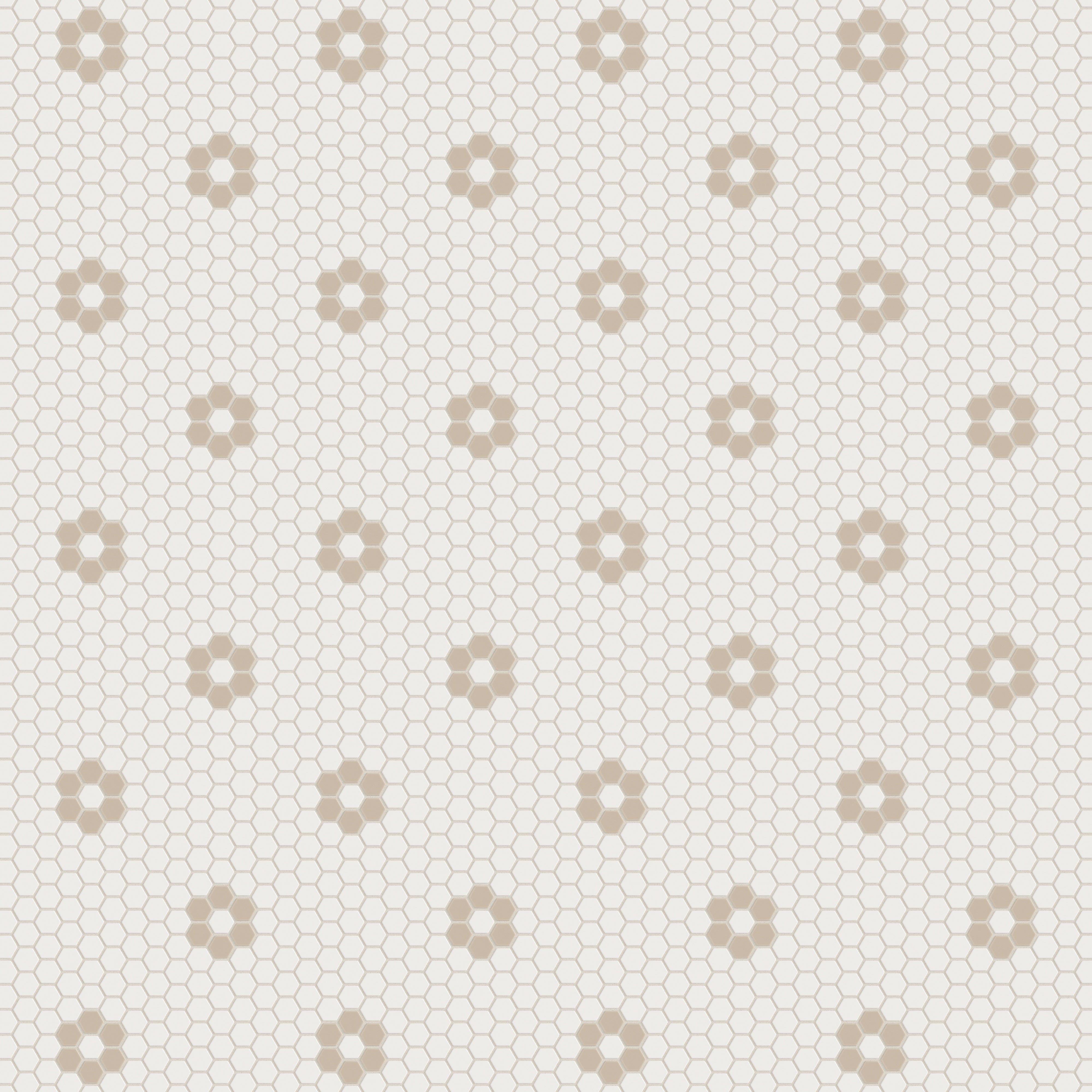1" Hexagon Double Daisy Sheeted Original Ceramic Tile in Calcite Matte & Sweet Pea Matte
