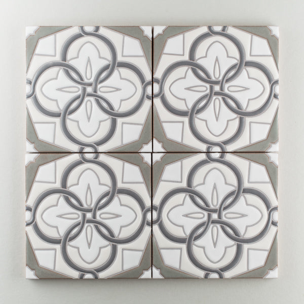 8x8 Handpainted Tile Jerez in Neutral Motif