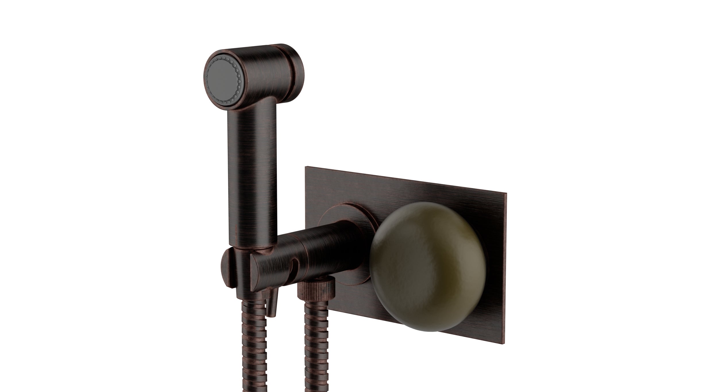 Foundry One Handle Wall Mount Bidet Trim with Pebble Ceramic Knob Handle in Antique Bronze
