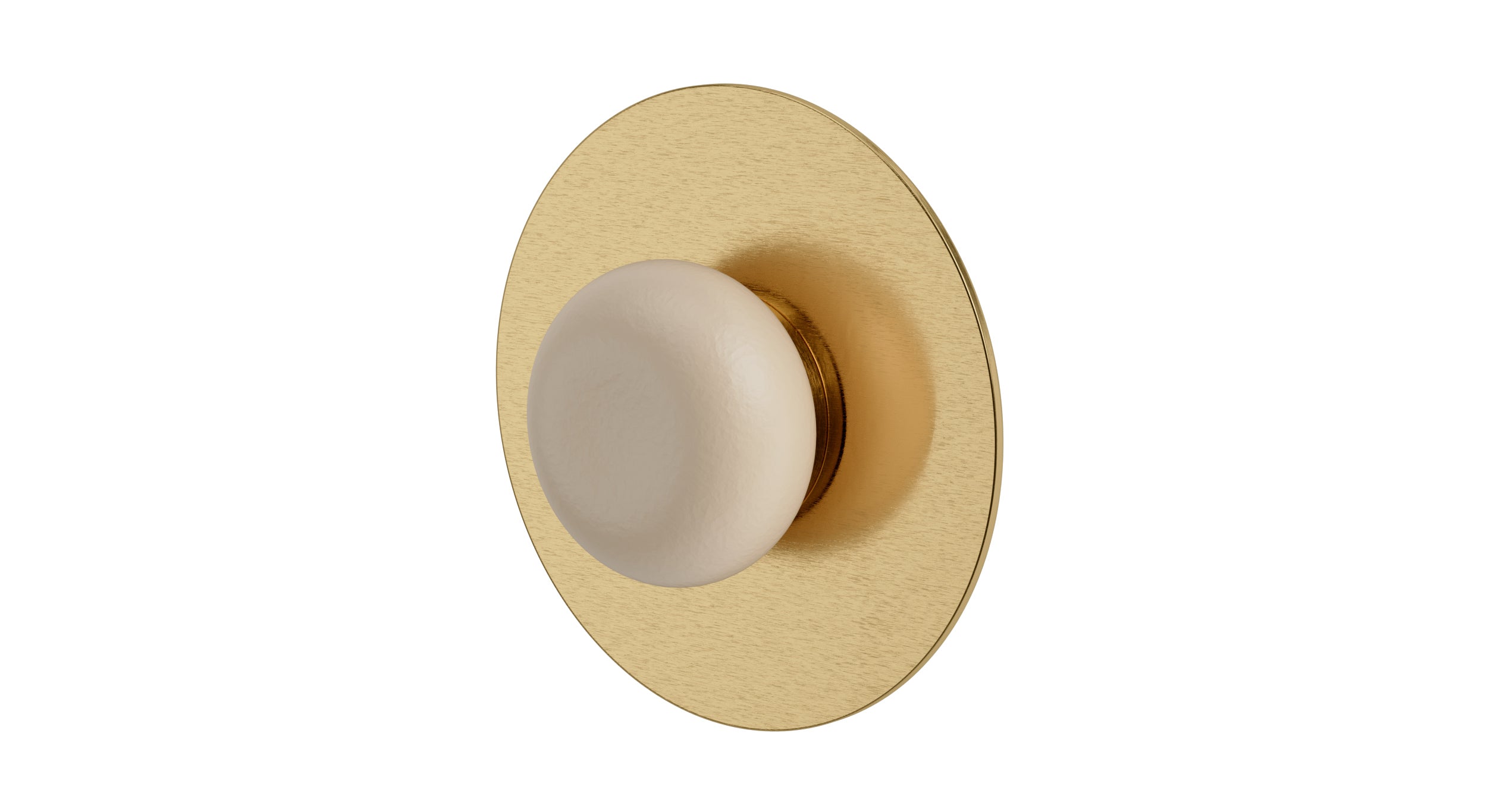 Foundry One Handle Wall Mount Shower Trim with Pebble Ceramic Knob Handle in Satin Brass