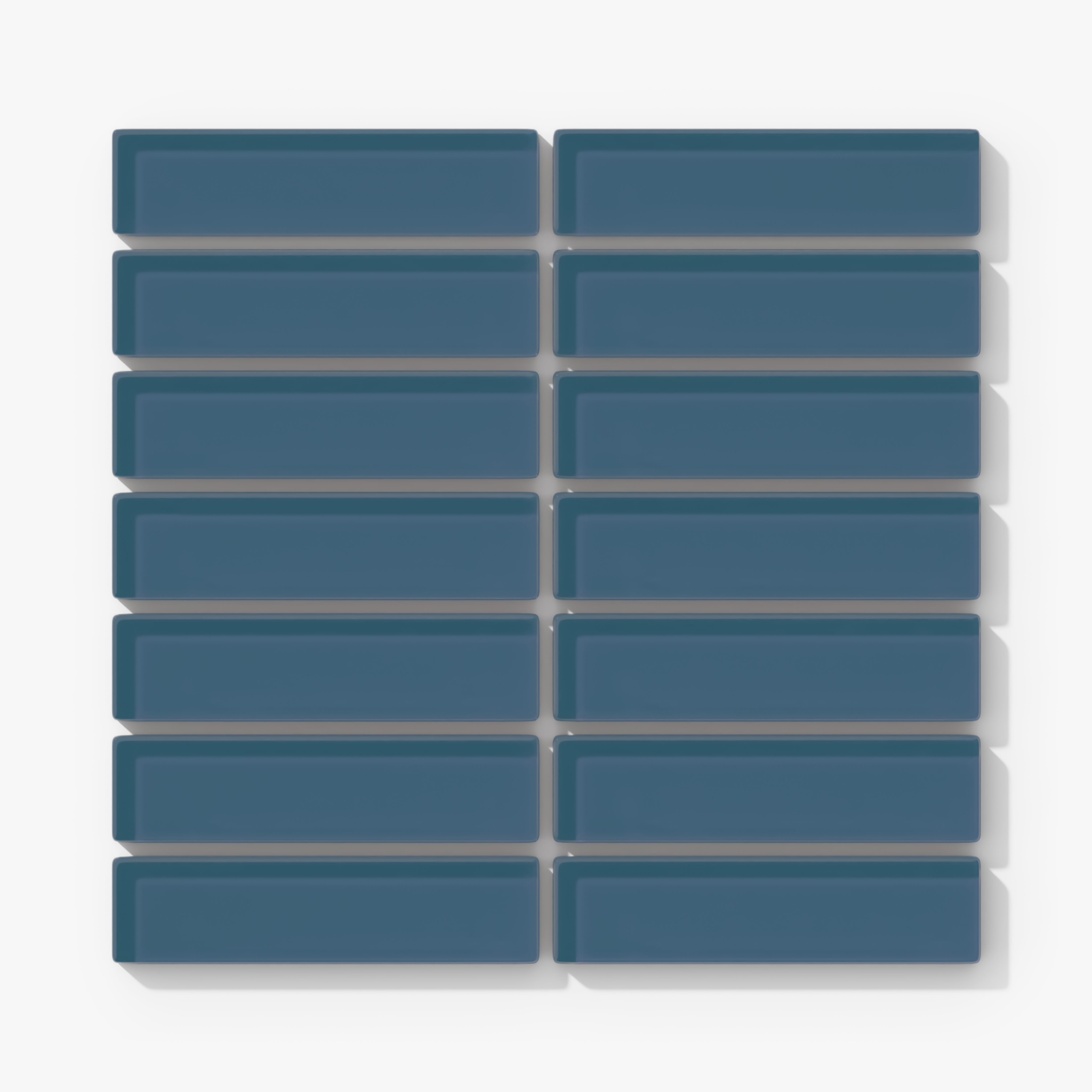 1x4 Straight Set Sheeted Glass Mosaic Tile in Blue Jay Gloss