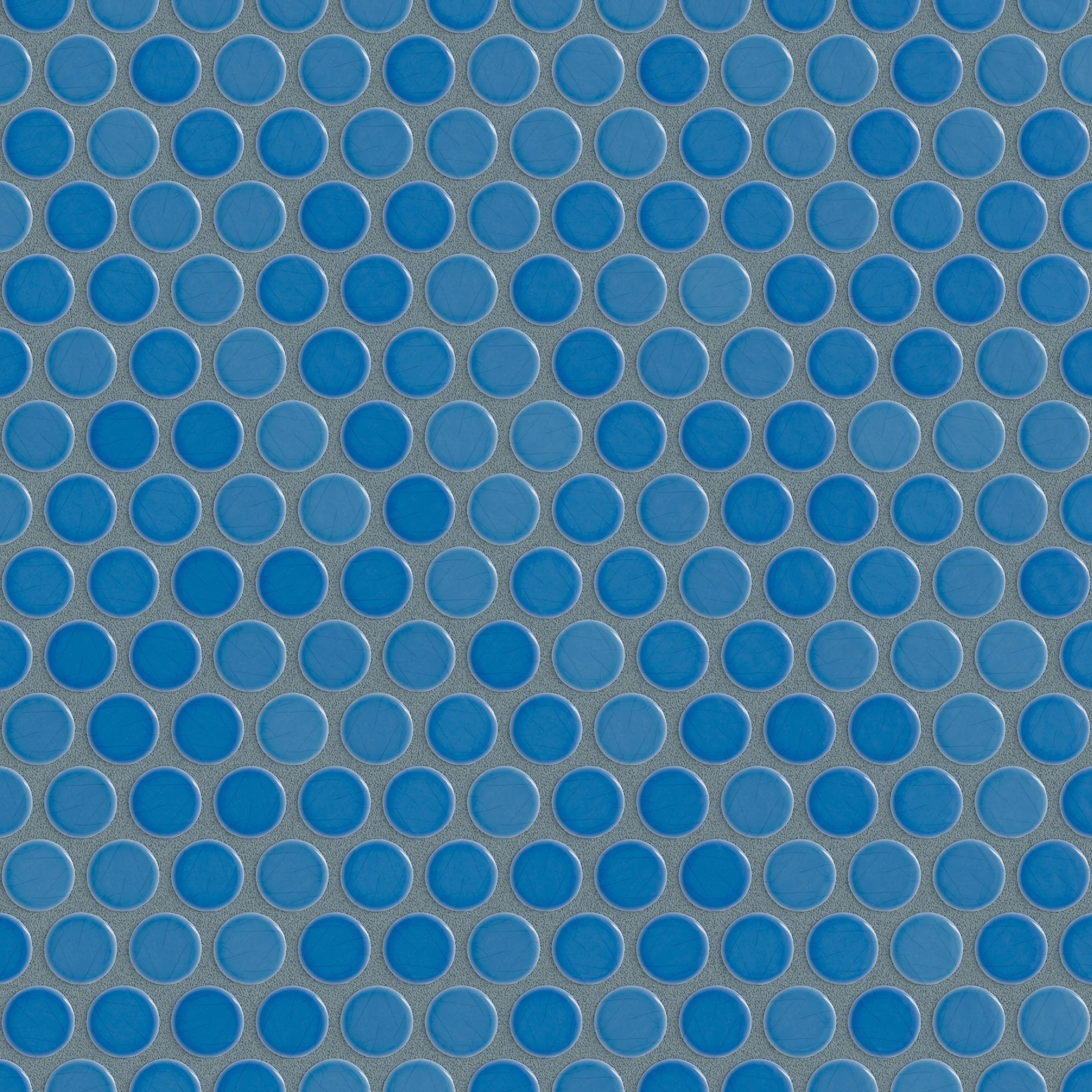 Penny Round Sheeted Original Ceramic Mosaic Tile in Aegean Sea Gloss