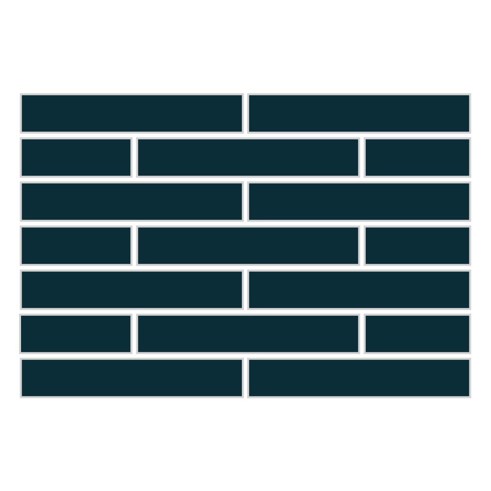1x6 Half Offset Sheeted Original Ceramic Mosaic Tile in Caspian Sea Matte