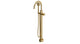 Emerson One Handle Floor Mount Gooseneck Bath Trim with Hand Shower and Defined Cross Handle in Polished Brass